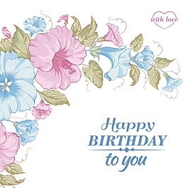 唯美生日卡片花卉边角设计矢量
