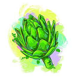 水彩绿色蔬菜矢量