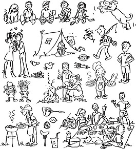 線條人物日常生活插畫