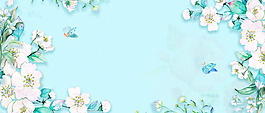 小清新花朵邊框banner背景
