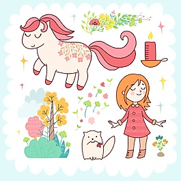 矢量動物插畫卡片