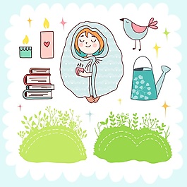 矢量插畫卡片睡覺素材