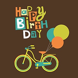 生日自行車卡片矢量