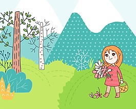 小女孩矢量插畫卡片信紙