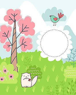 矢量小動物插畫卡片信紙