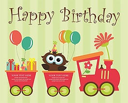 貓頭鷹生日快樂卡片矢量