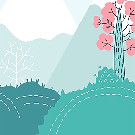 矢量森林插畫(huà)卡片信紙