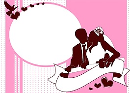 粉色系小清新婚禮矢量