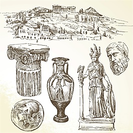 希臘古代建筑元素矢量