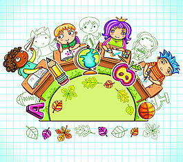兒童可愛插畫矢量素材
