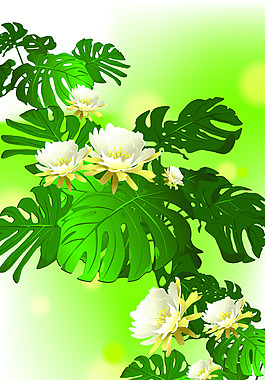 熱帶叢林植物插圖矢量