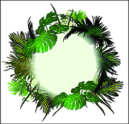 熱帶植物花環(huán)插圖矢量