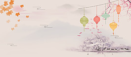 中秋節(jié)清新中國風(fēng)簡約背景