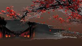 紅梅映月舞臺歌舞晚會視頻背景
