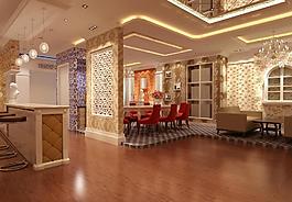 田园碎花餐厅大厅效果图图片