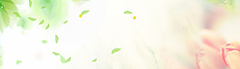 春季綠葉漂浮淘寶全屏banner背景