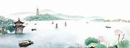 夏天荷塘荷花淘寶全屏banner背景