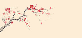 中國(guó)風(fēng)紅色梅花淘寶全屏banner背景