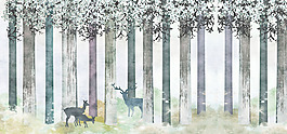 夏天梦幻森林淘宝全屏banner背景