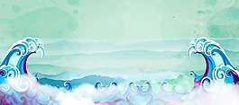 創(chuàng)意藍色浪花banner背景