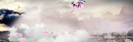 夢幻鄉間煙霧淘寶全屏banner背景