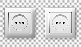白色電源插座免摳png透明圖層素材