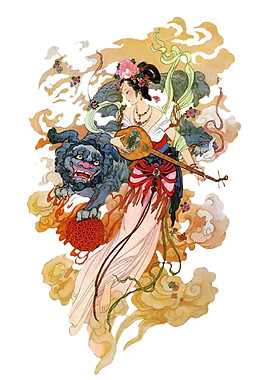 古典美女與野獸圖案元素