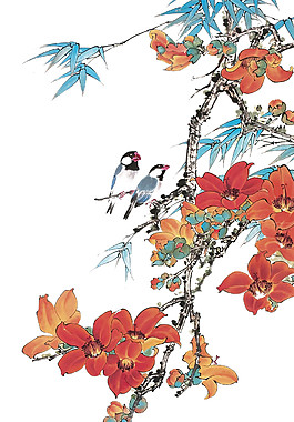 復(fù)古風(fēng)花鳥油畫元素