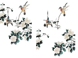 復(fù)古色花鳥素材