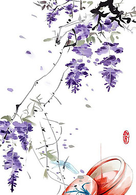 精美水彩花繪圖案元素