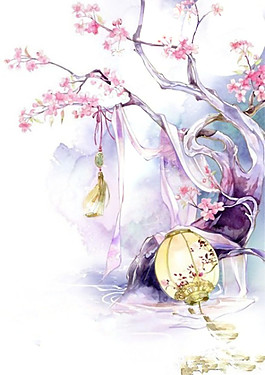 唯美古風花樹圖案元素
