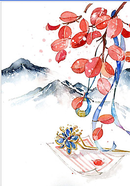 精美古風(fēng)花鳥風(fēng)景圖案
