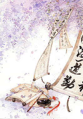 唯美彩繪古風(fēng)花繪圖案