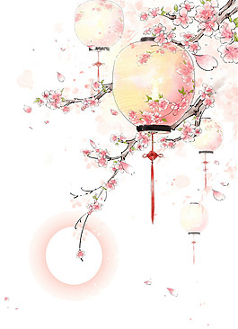 精美古風(fēng)燈籠花卉圖案元素