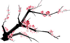 水墨古風(fēng)花枝圖案元素