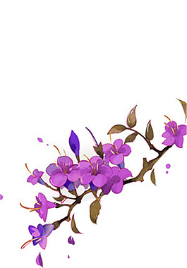 紫色花枝圖案素材