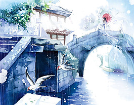 精美古風(fēng)風(fēng)景圖案元素