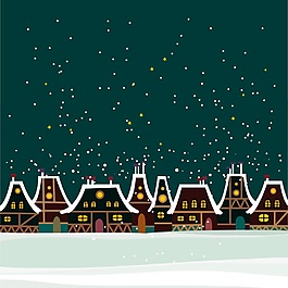 浪漫夜晚雪景矢量背景素材