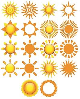 金黄色卡通太阳矢量素材