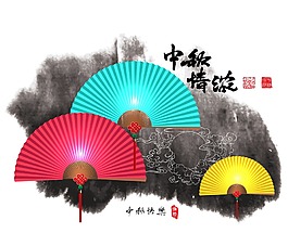 中國風中秋扇子海報