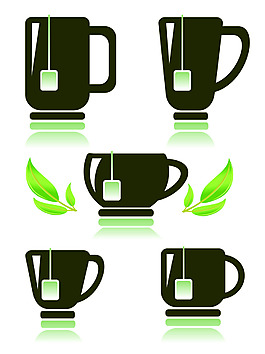 茶飲料標(biāo)志圖標(biāo)矢量圖