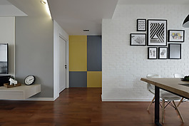 簡約黑白色調(diào)客廳家裝效果圖