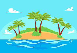 可愛卡通海島主題海報(bào)畫冊矢量背景素材