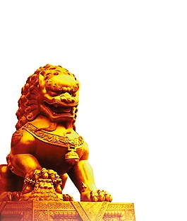 金色石獅子國慶元素
