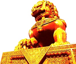金色石獅子國慶元素