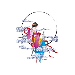 彩色嫦娥奔月中秋元素