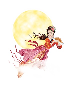 嫦娥奔月送月餅中秋元素