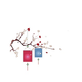 簡約花樹燈籠中秋元素