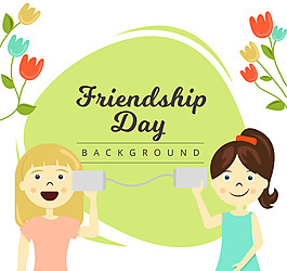 2個可愛女孩的友誼日矢量素材