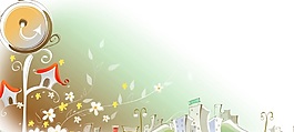 夢(mèng)幻手繪風(fēng)景背景矢量組
